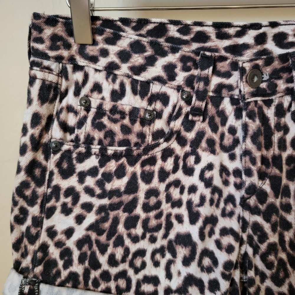 Rag & Bone Rolled Cuff Snow Leopard Print Jean Sh… - image 3